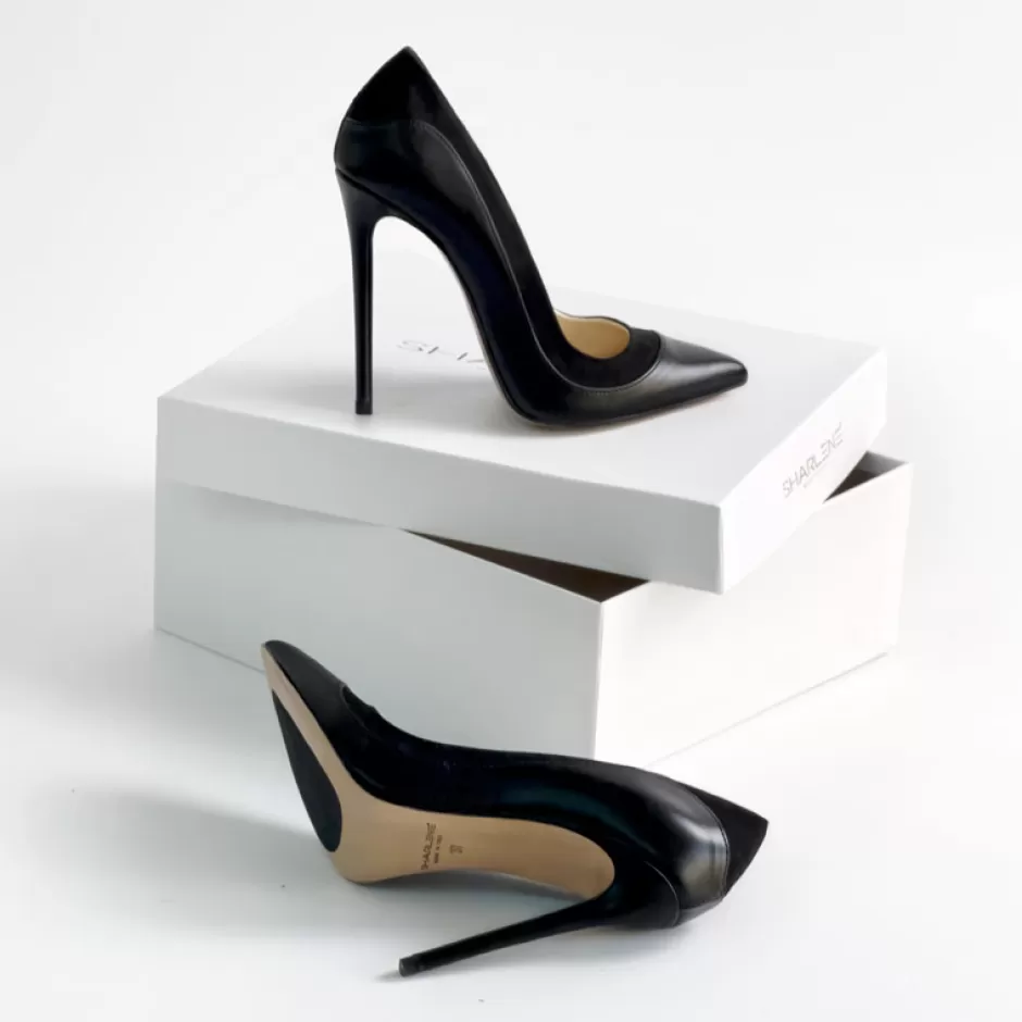 Donna SHARLENE CALZATURE Decollete-Decollete Pelle Nera/ Camoscio – Cod. 35479