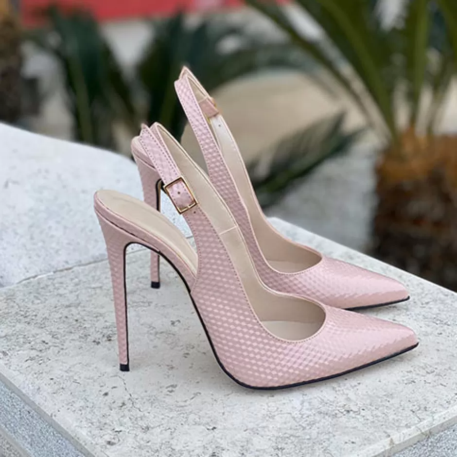 Donna SHARLENE CALZATURE Decollete-Decollete Slingback Cube Powdered Patent Leather - Cod. 12948