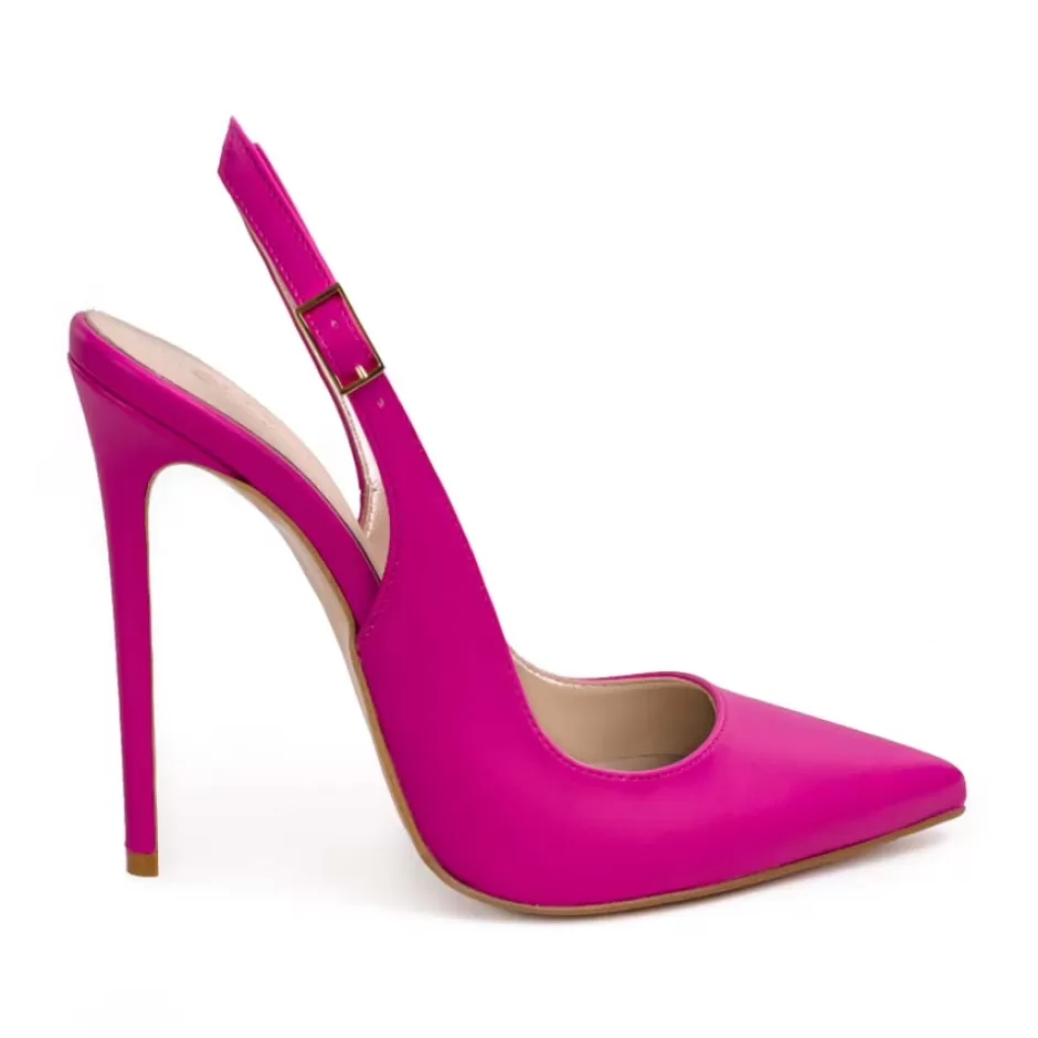 Donna SHARLENE CALZATURE Decollete-Decollete Slingback Fuchsia Leather - Cod. 40186
