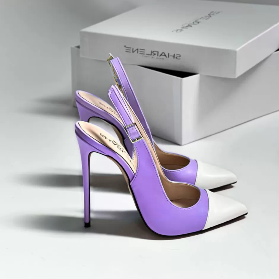 Donna SHARLENE CALZATURE Decollete-Decollete Slingback Leather Wisteria/White - Code 32146