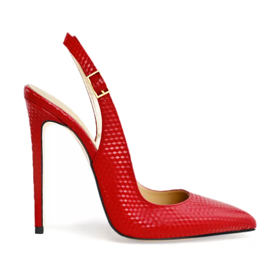 Donna SHARLENE CALZATURE Decollete-Decollete Slingback Patent Leather Red Cube - Cod. 12929