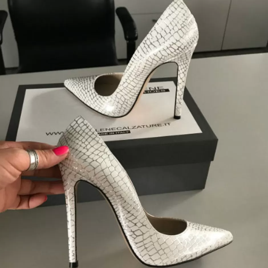 Donna SHARLENE CALZATURE Decollete-Decollete Vernice Cocco Bianco – Cod. 20903