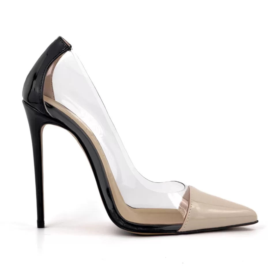 Donna SHARLENE CALZATURE Decollete-Flesh Black Patent Leather/ Transparent Pumps - Cod. 40020