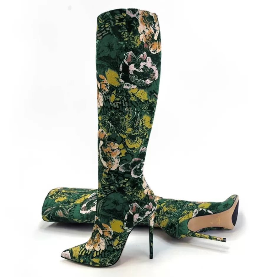 Donna SHARLENE CALZATURE Stivali-Flored Fabric Boot - Cod. 29047