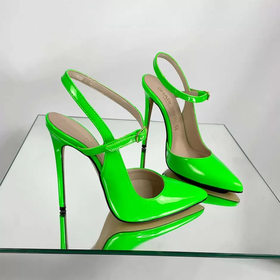 Donna SHARLENE CALZATURE Decollete-Fluo Green Patent Leather Pumps - Cod. 20529