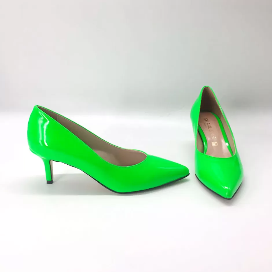 Donna SHARLENE CALZATURE Decollete-Fluo Green Patent Leather Pumps - Cod. 21550