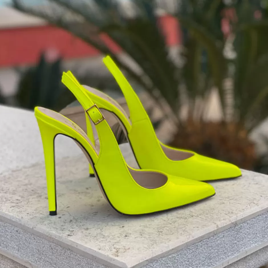 Donna SHARLENE CALZATURE Decollete-Fluo Yellow Patent Leather Decollete - Cod. 27557