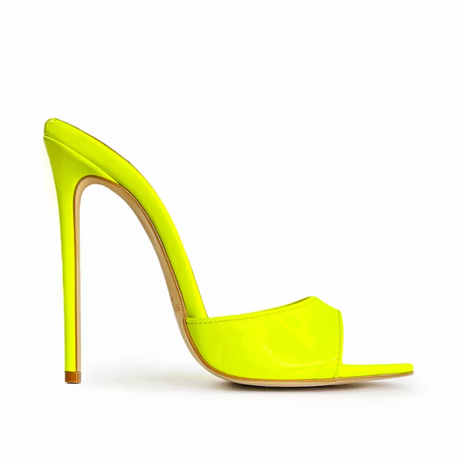Donna SHARLENE CALZATURE Sandali-Fluo Yellow Patent Leather Sabot Sandal - Cod. 32129