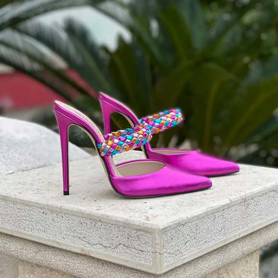 Donna SHARLENE CALZATURE Sandali-Fuchsia Laminated/Braided Sandalwood - Cod. 31720