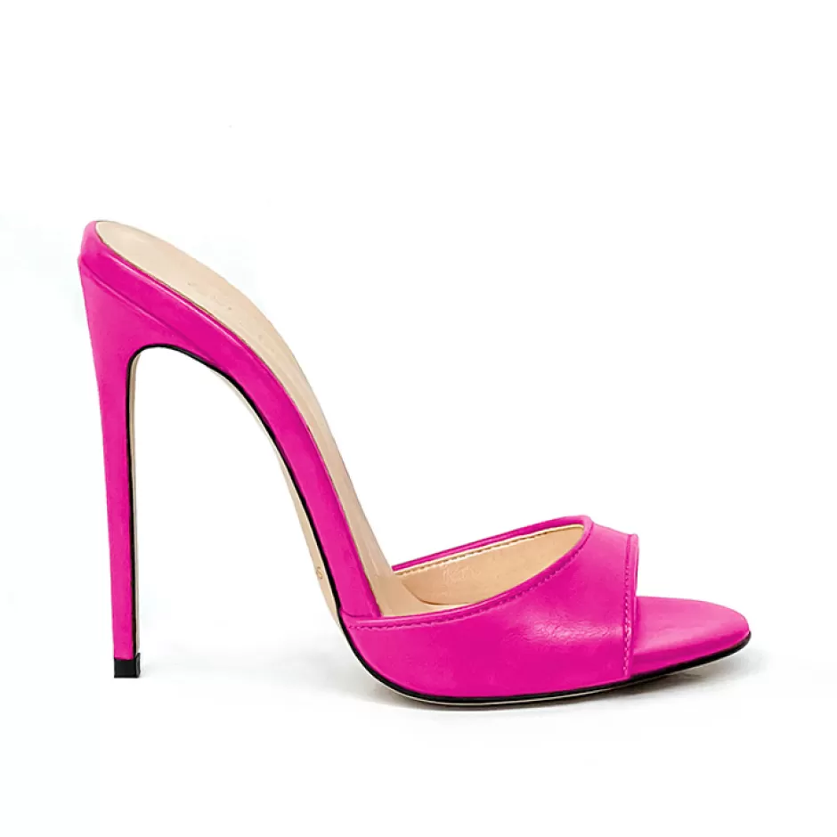 Donna SHARLENE CALZATURE Sandali-Fuchsia Leather Sabot Sandal - Cod. 30238