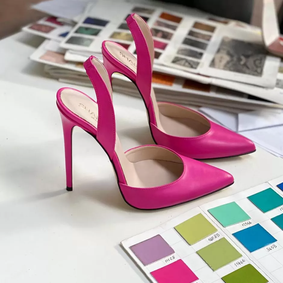 Donna SHARLENE CALZATURE Decollete-Fuchsia Leather Sandal - Cod. 15583