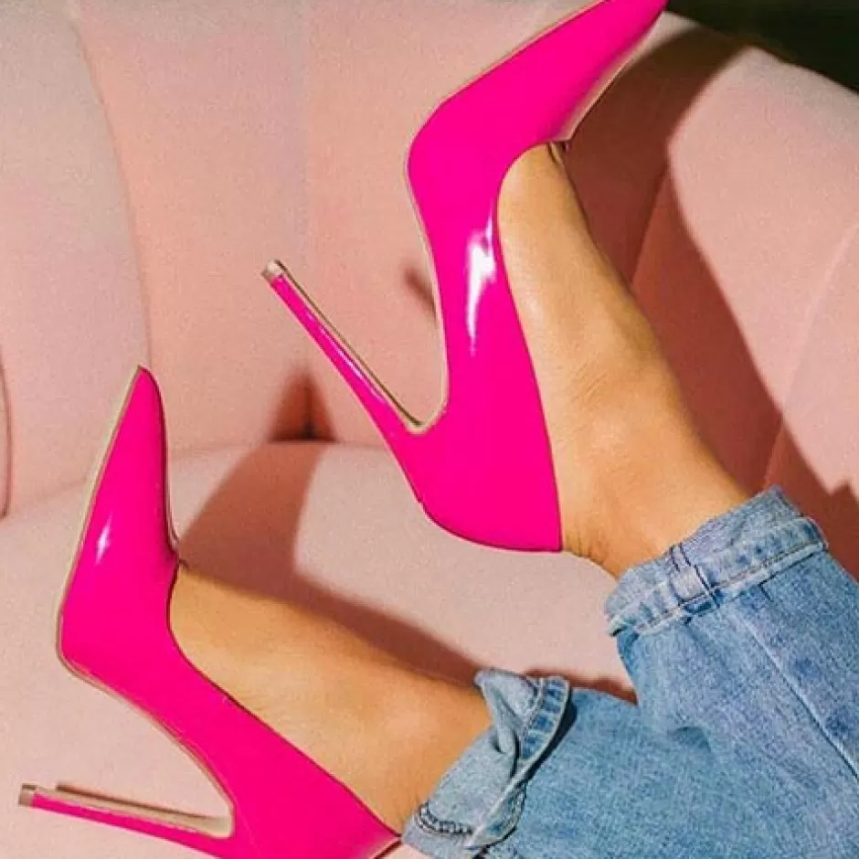 Donna SHARLENE CALZATURE Decollete-Fuchsia Patent Leather Pumps - Cod. 24725