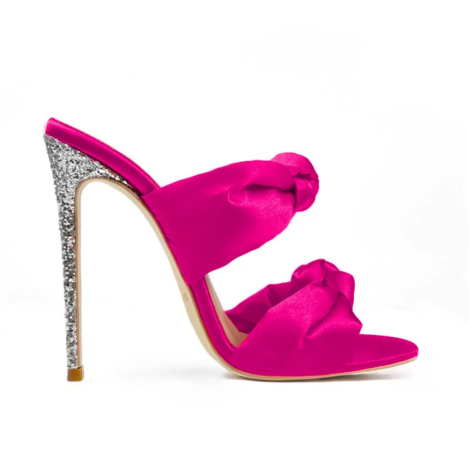 Donna SHARLENE CALZATURE Sandali-Fuchsia Satin/ Glitter Knot Sandal - Cod. 30359