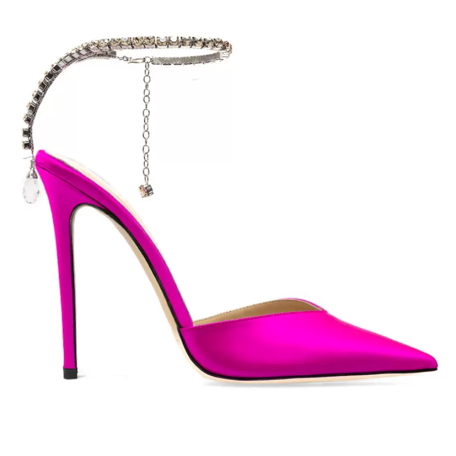 Donna SHARLENE CALZATURE Sandali-Fuchsia Satin/ Jewel Sandal - Cod. 38683