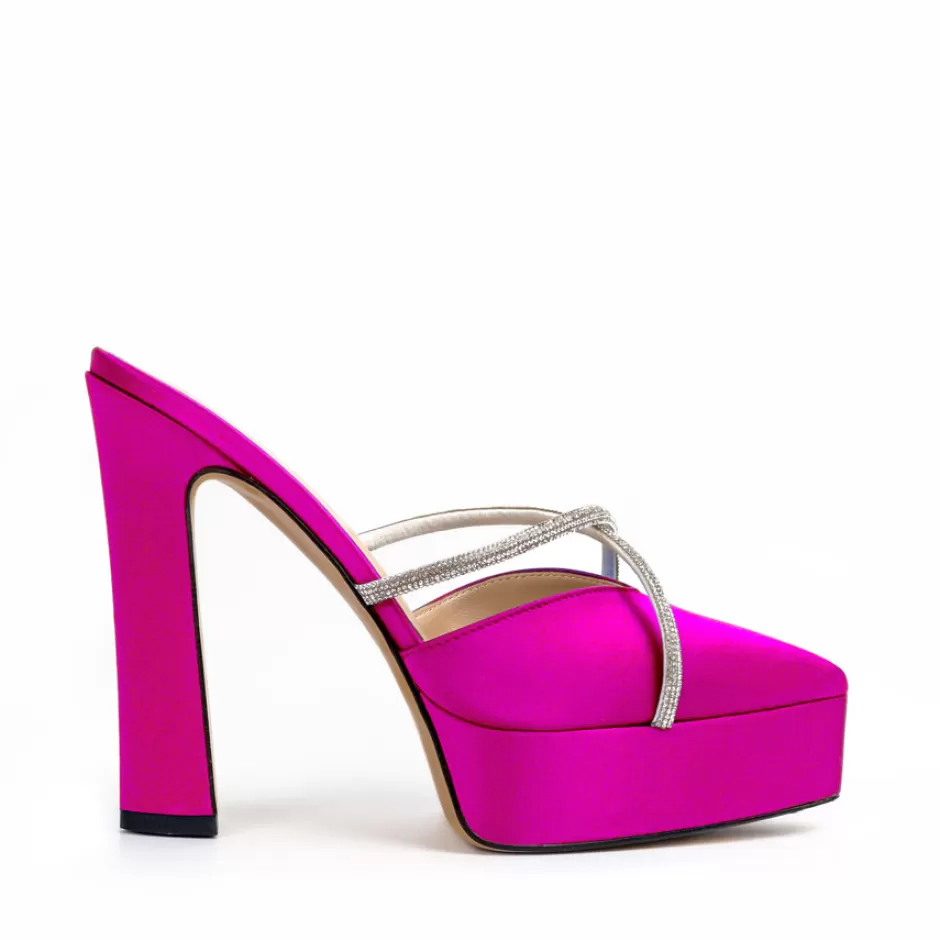 Donna SHARLENE CALZATURE Sandali-Fuchsia Satin Sabot Sandal - Cod. 39547