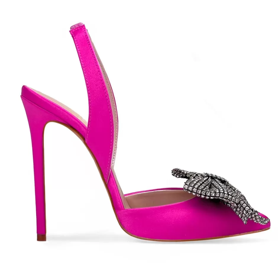 Donna SHARLENE CALZATURE Sandali-Fuchsia Satin Sandal/ Jewel Bow - Cod. 39626