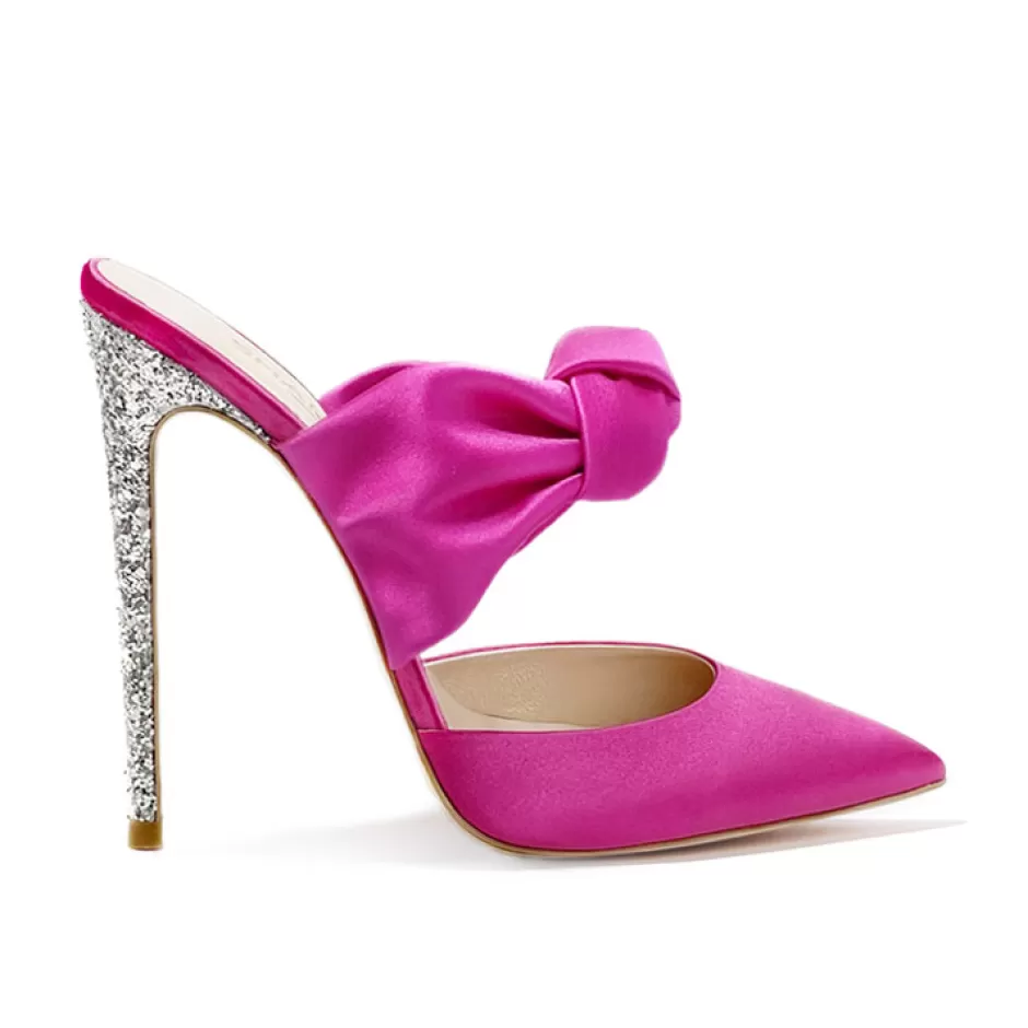 Donna SHARLENE CALZATURE Sandali-Fuchsia Satin/Silver Glitter Sandal - Cod. 28745