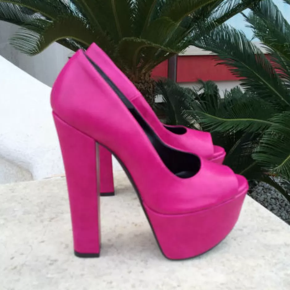 Donna SHARLENE CALZATURE Decollete-Fuxia Leather Split Decollete - Code 16167