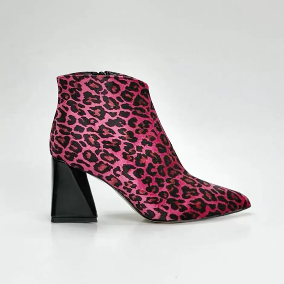 Donna SHARLENE CALZATURE Tronchetti-Fuxia Spotted Velvet Ankle Boot - Cod. 245900