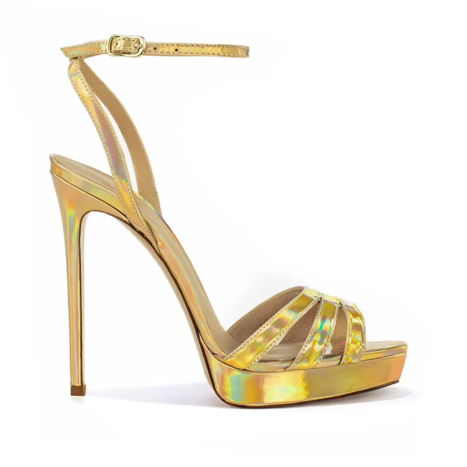 Donna SHARLENE CALZATURE Sandali-Gold Iridescent Patent Leather Sandal - Cod. 42129