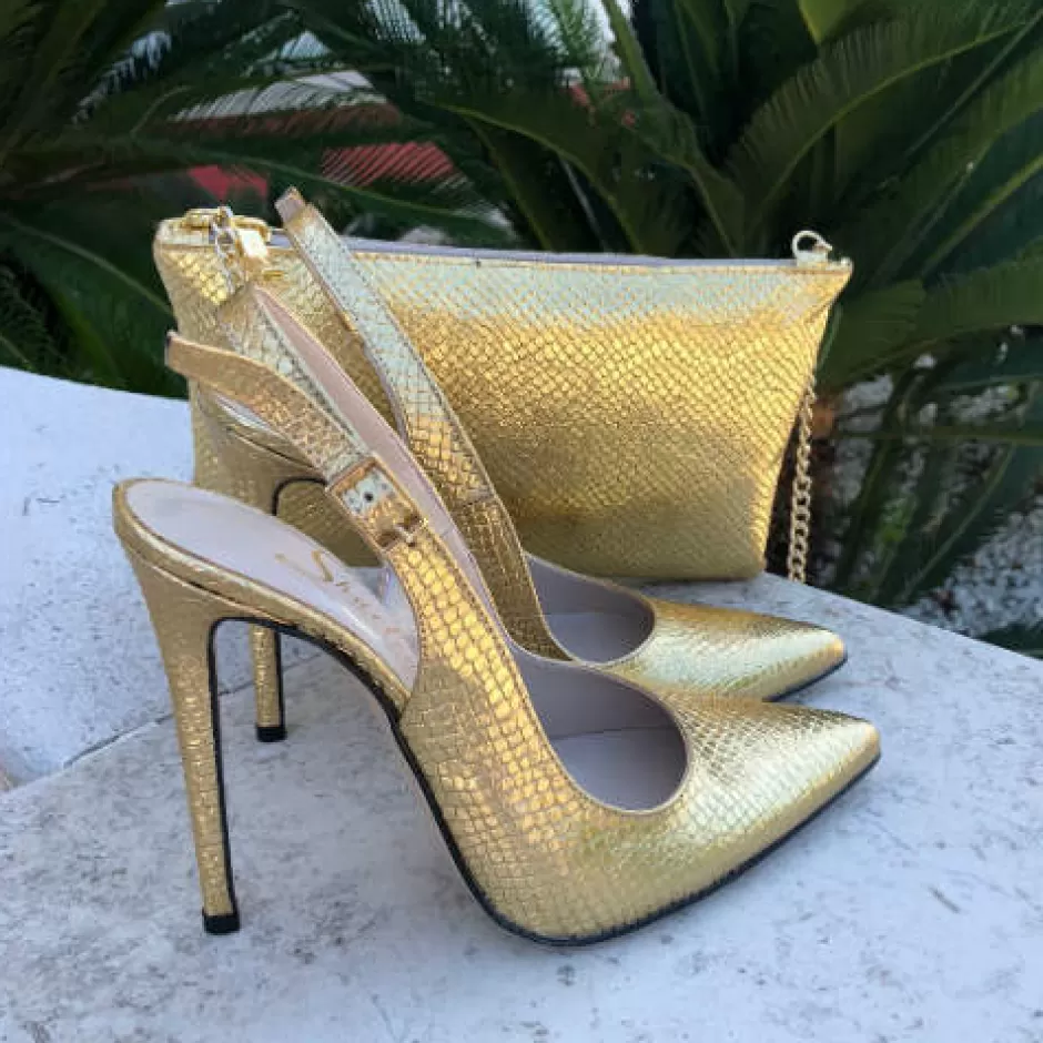 Donna SHARLENE CALZATURE Decollete-Gold Pit Slingback Decollete - Cod. 20746