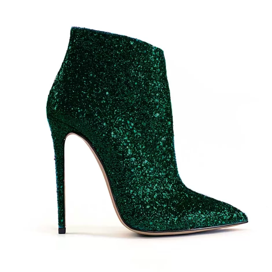 Donna SHARLENE CALZATURE Tronchetti-Green Glitter Ankle Boot - Cod. 36264