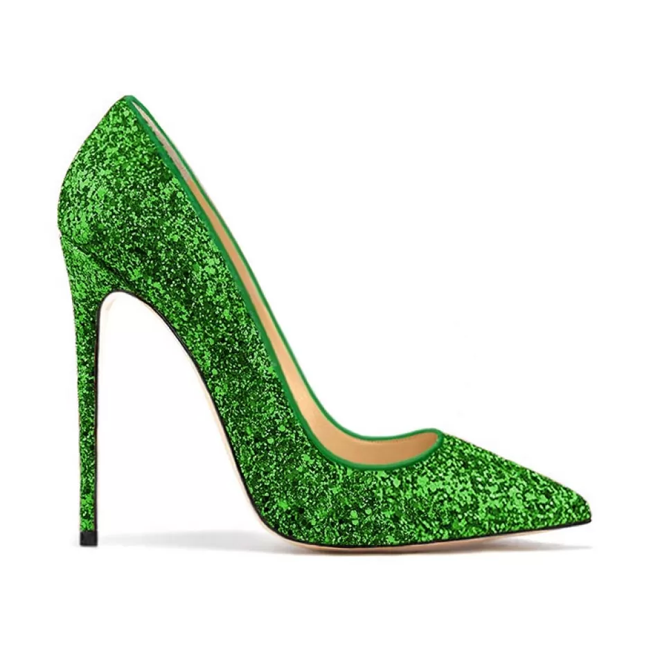 Donna SHARLENE CALZATURE Decollete-Green Glitter Decollete - Cod. 29234