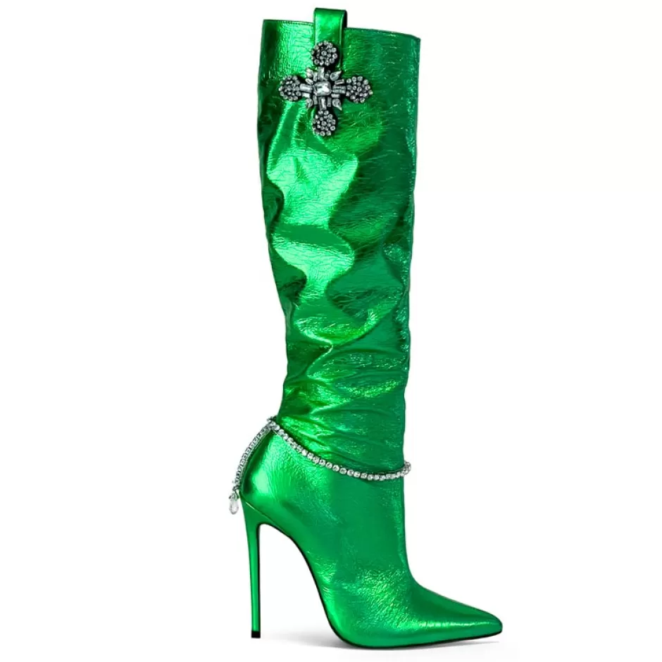 Donna SHARLENE CALZATURE Stivali-Green/ Jewel Laminated Boot - Cod. 35987