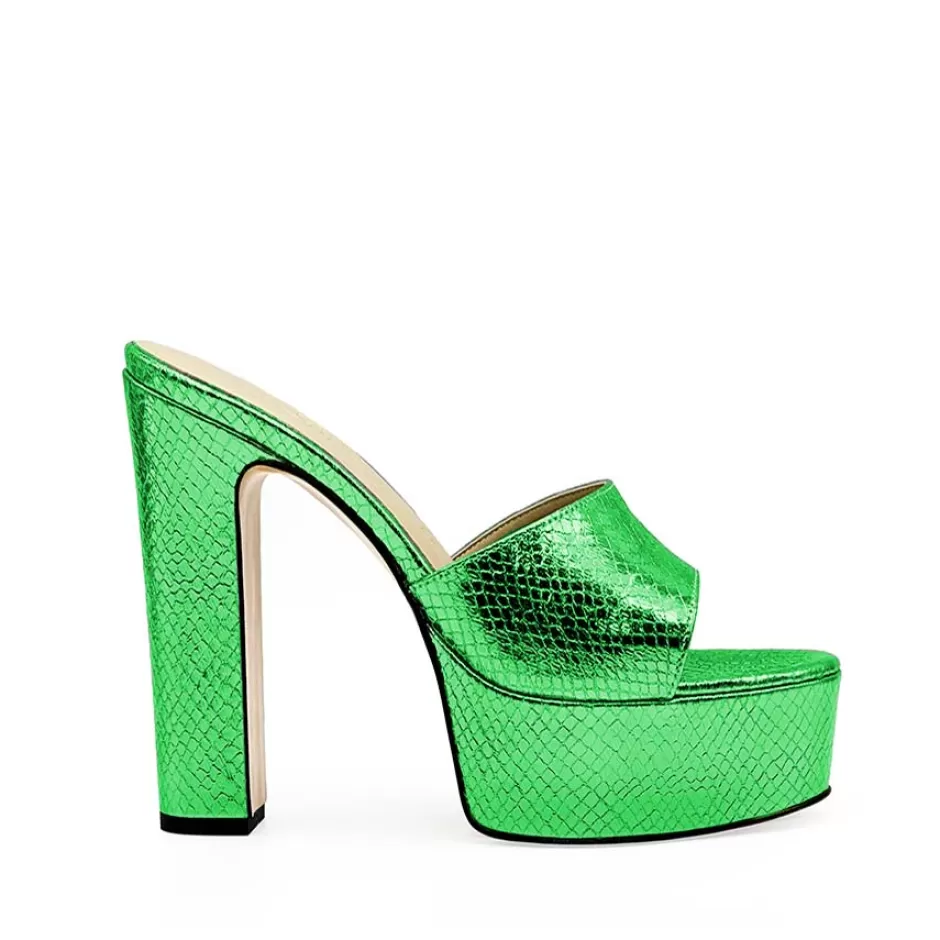 Donna SHARLENE CALZATURE Sandali-Green Laminated Coconut Sabot - Cod. 42021