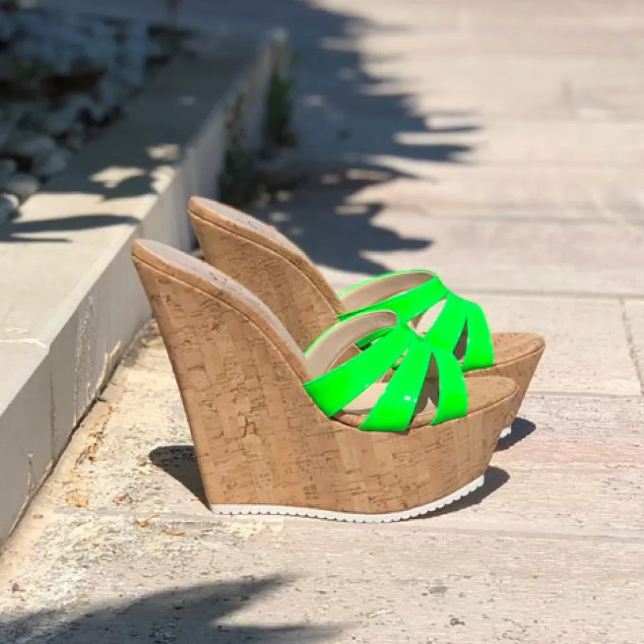Donna SHARLENE CALZATURE Zeppe-Green Patent Leather / Sugar Wedge Sabot - Cod. 24975