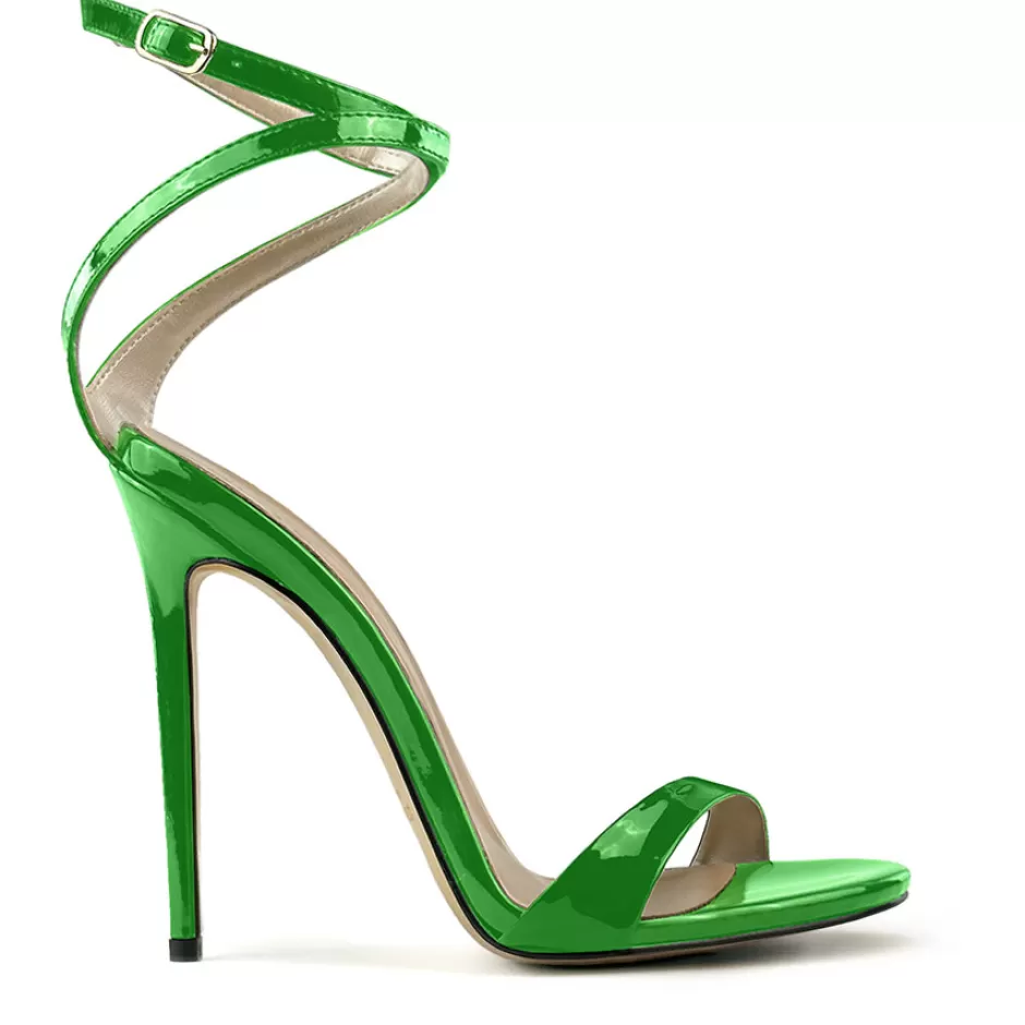 Donna SHARLENE CALZATURE Sandali-Green Patent Leather Slingback Sandal - Cod. 41433