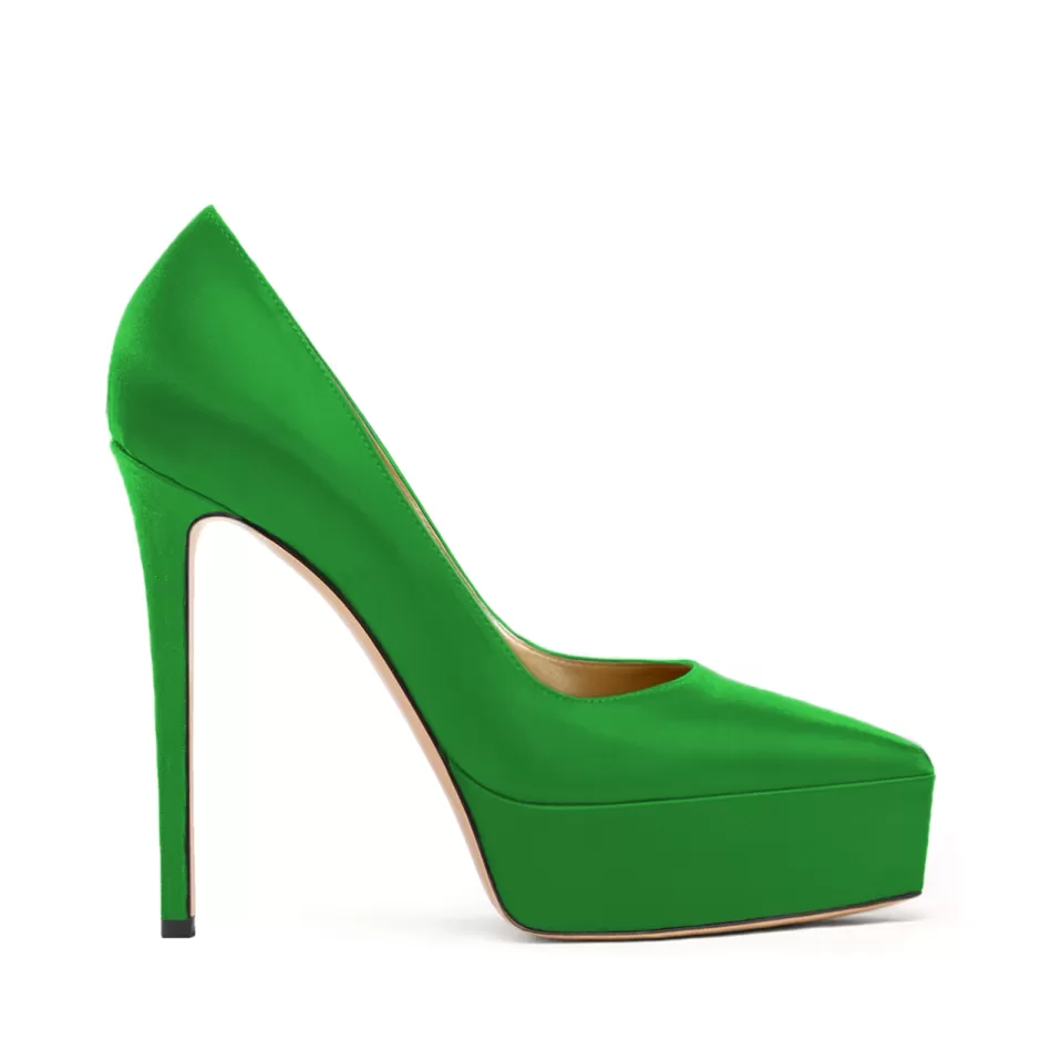 Donna SHARLENE CALZATURE Decollete-Green Satin Decollete - Cod. 37780