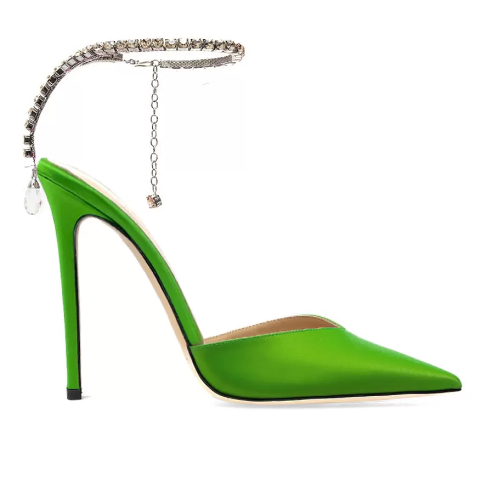 Donna SHARLENE CALZATURE Sandali-Green Satin/ Jewel Sandal - Cod. 38686