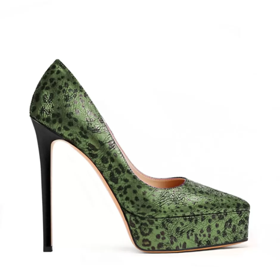 Donna SHARLENE CALZATURE Decollete-Green/Black Laminated Speckled Decollete - Cod. 39795