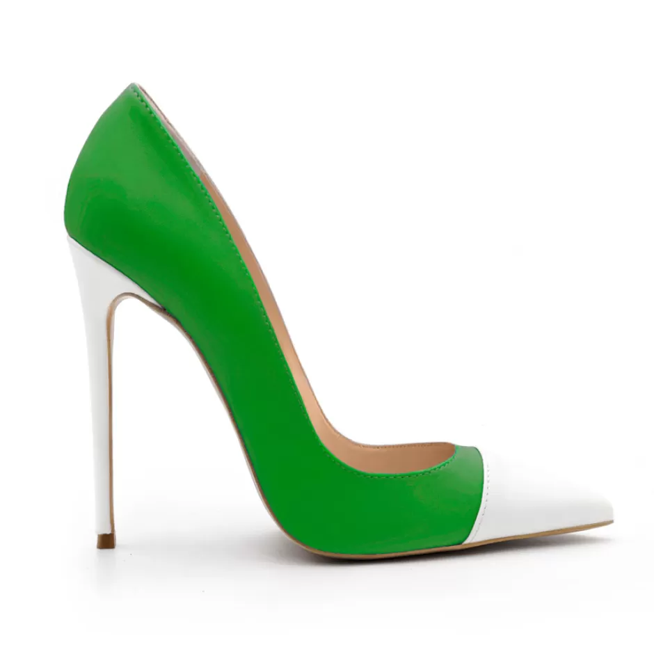 Donna SHARLENE CALZATURE Decollete-Green/White Leather Decollete - Cod. 39199