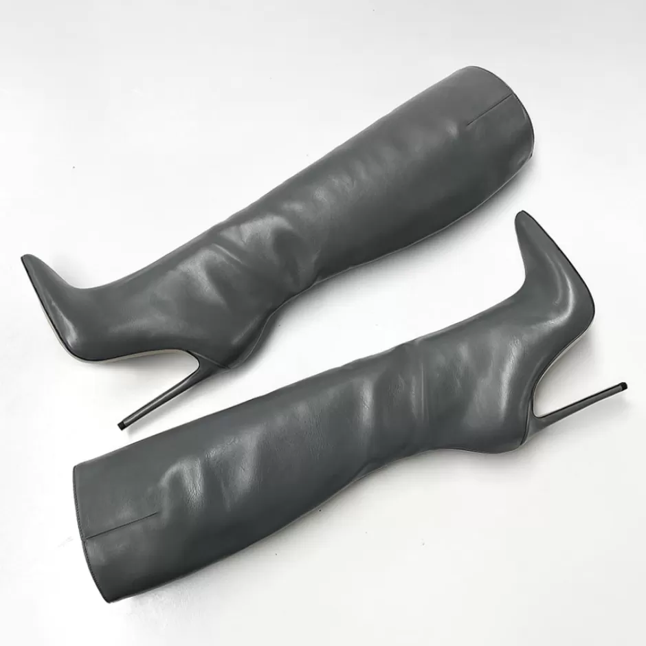 Donna SHARLENE CALZATURE Stivali-Grey Leather Boot - Cod. 25929