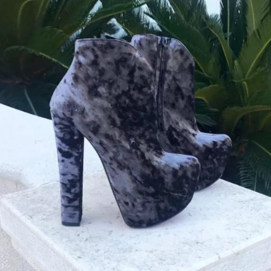 Donna SHARLENE CALZATURE Tronchetti-Grey Velvet Tronchetto - Cod. 18020