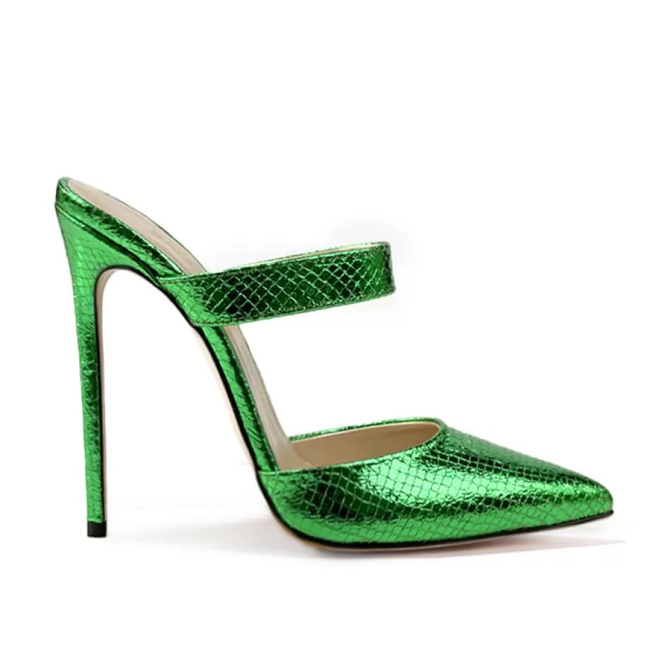 Donna SHARLENE CALZATURE Sandali-Laminated Green Python Sandal - Cod. 28786