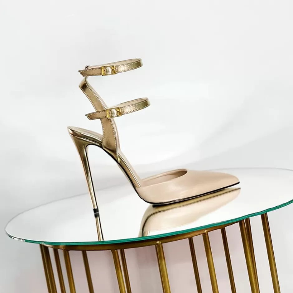 Donna SHARLENE CALZATURE Sandali-Leather Sandal Flesh/ Platinum - Cod. 18685