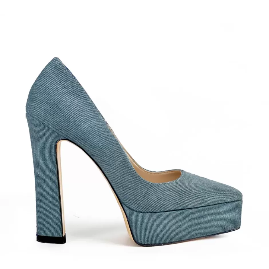 Donna SHARLENE CALZATURE Decollete-Light Blue Denim Pumps - Cod. 39802