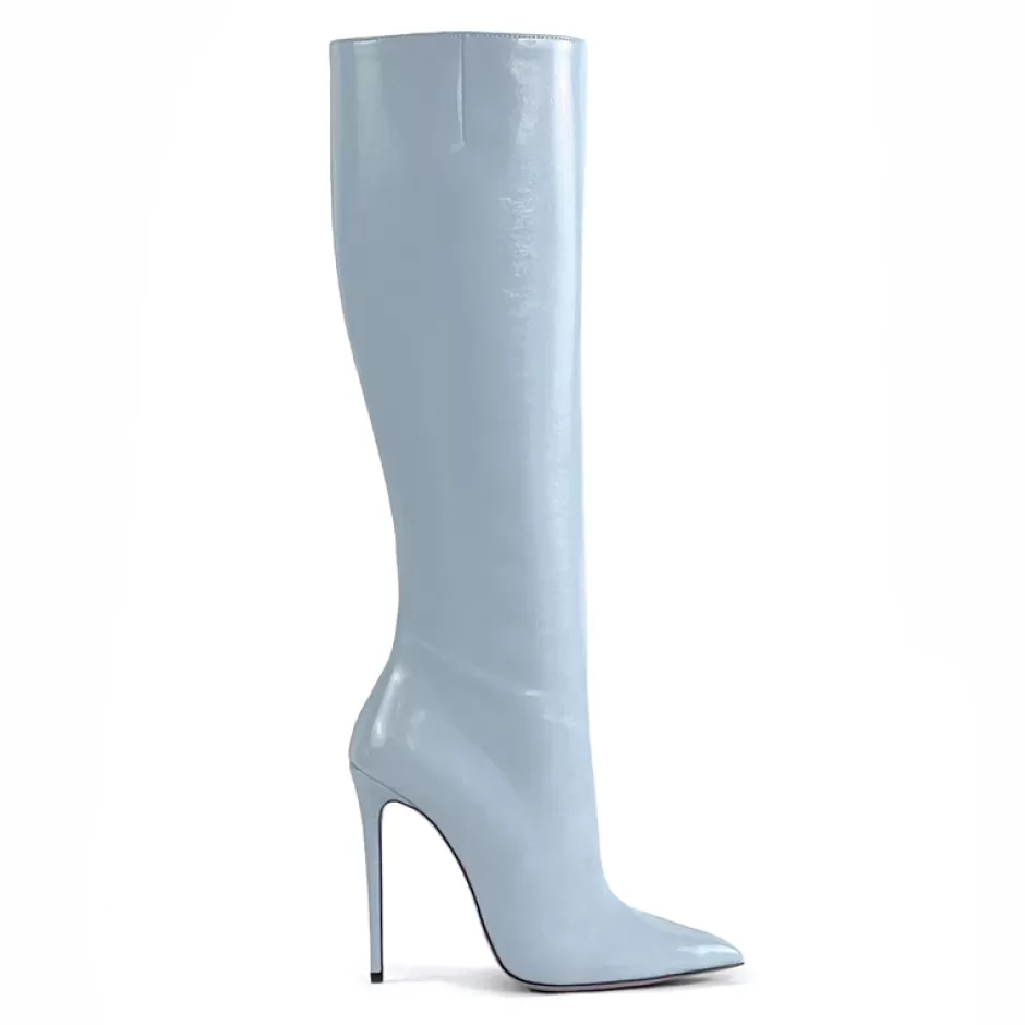 Donna SHARLENE CALZATURE Stivali-Light Blue Naplack Leather Boot - Cod. 36118