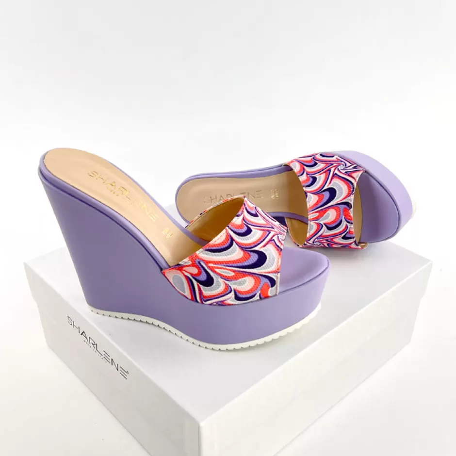 Donna SHARLENE CALZATURE Zeppe-Lilac/ Fantasy Leather Sabot Wedge - Cod. 33124