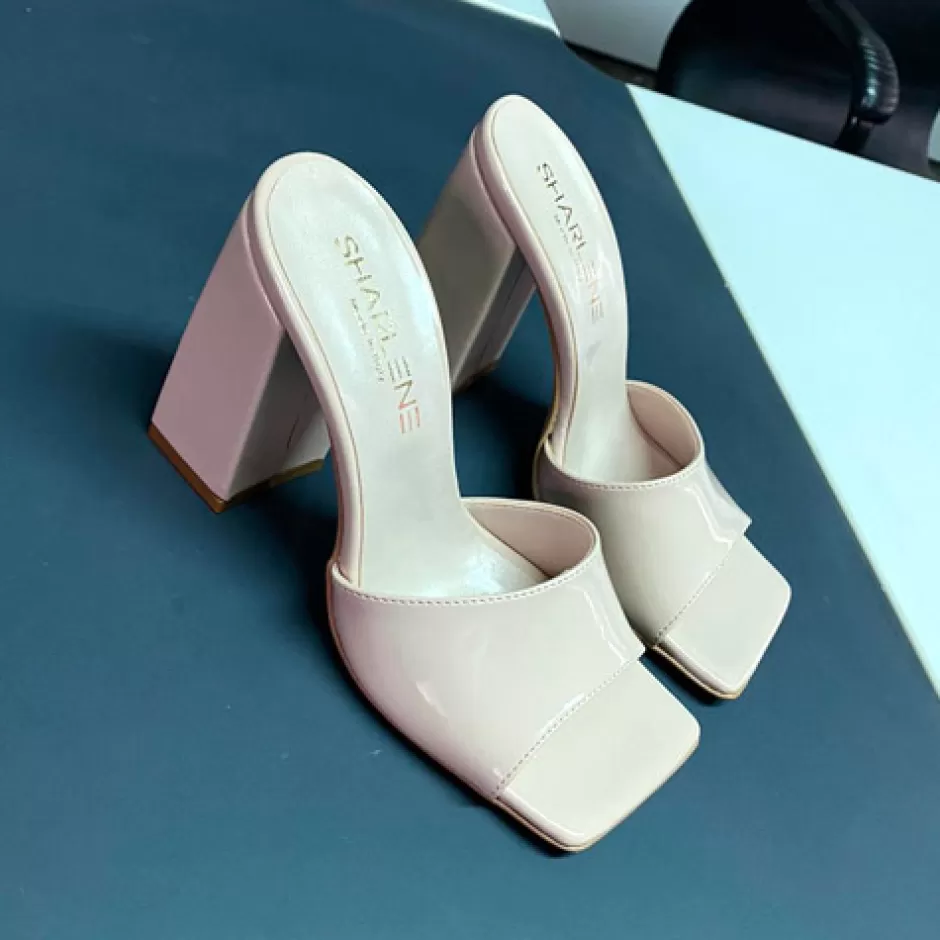 Donna SHARLENE CALZATURE Sandali-Nude Patent Leather Sabot - Cod. 29112