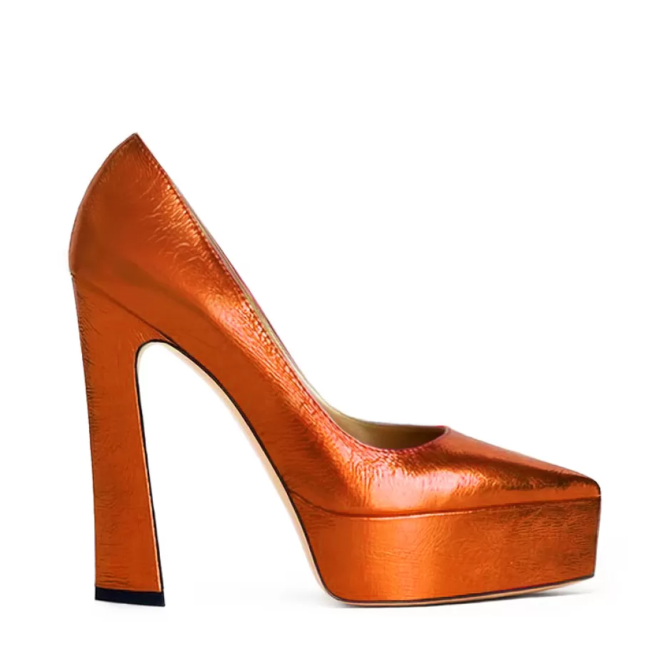 Donna SHARLENE CALZATURE Decollete-Orange Laminated Decollete - Cod. 37912
