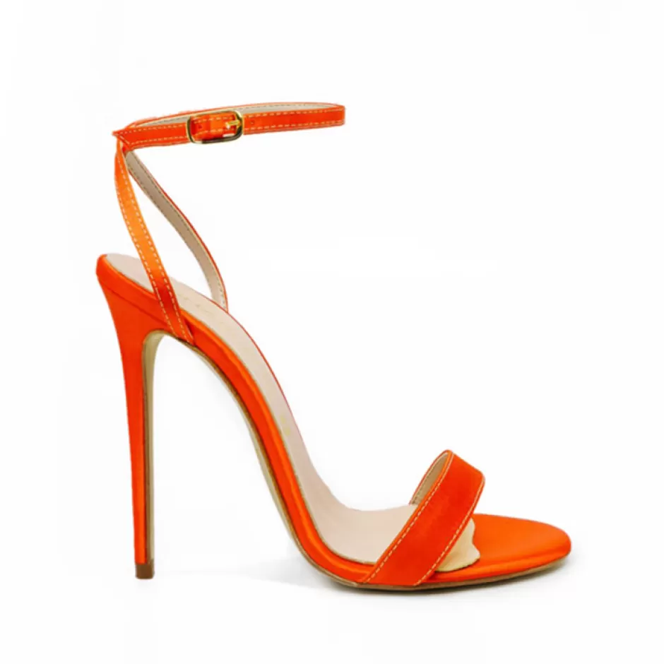 Donna SHARLENE CALZATURE Sandali-Orange Satin Lace-Up Sandal - Cod. 18069