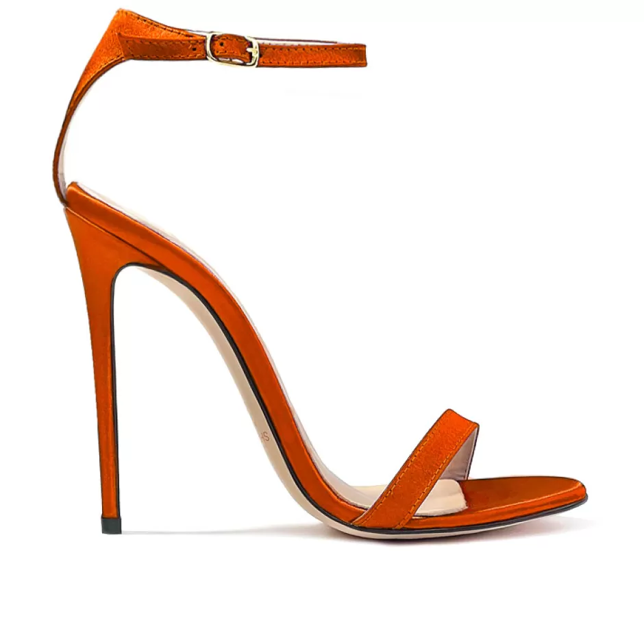 Donna SHARLENE CALZATURE Sandali-Orange Satin Sandal - Cod. 32890