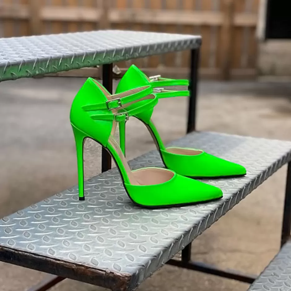 Donna SHARLENE CALZATURE Sandali-Patent Leather Sandal In Neon Green - Cod. 28594