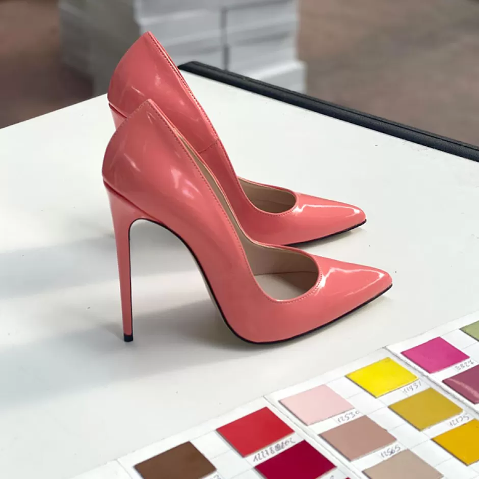 Donna SHARLENE CALZATURE Decollete-Peach Patent Leather Pumps - Cod. 15796