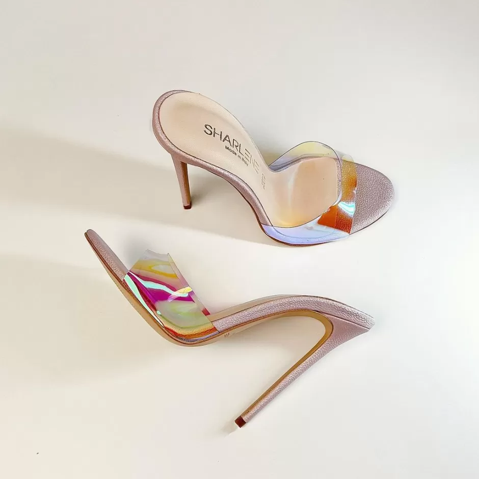 Donna SHARLENE CALZATURE Sandali-Pink Pearl/Vinyl Leather Sabot Sandal - Cod. 30879