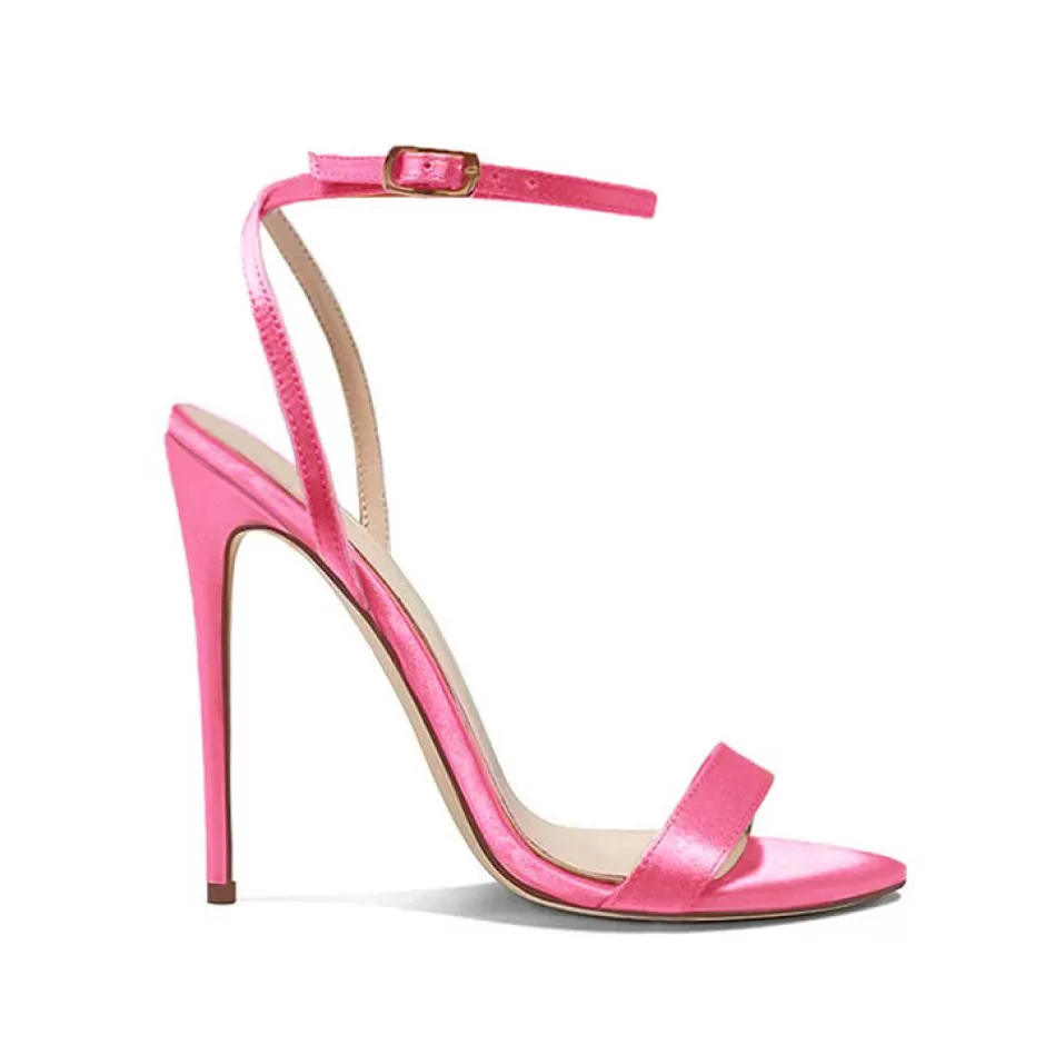 Donna SHARLENE CALZATURE Sandali-Pink Satin Lace-Up Sandal - Cod. 17788